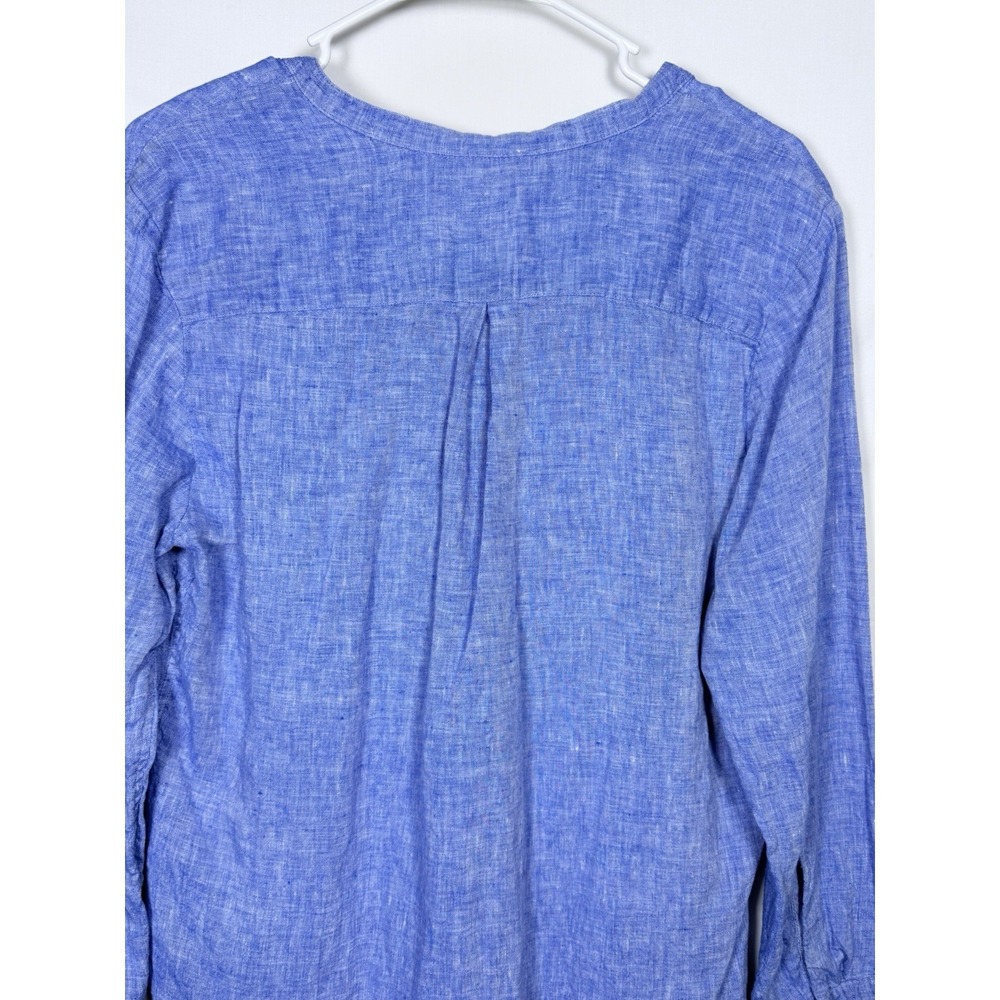 L.L.Bean 100% Linen Tunic Top Medium Blue Coastal Grandmother Beachy Boho - Picture 10 of 10